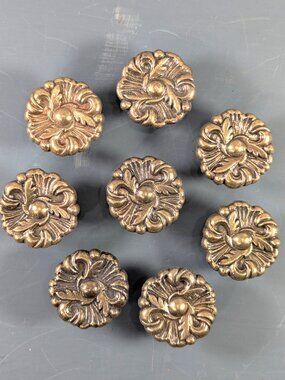 Set of 8 brass Rosette drawer pulls, drawer knobs replacement hardware